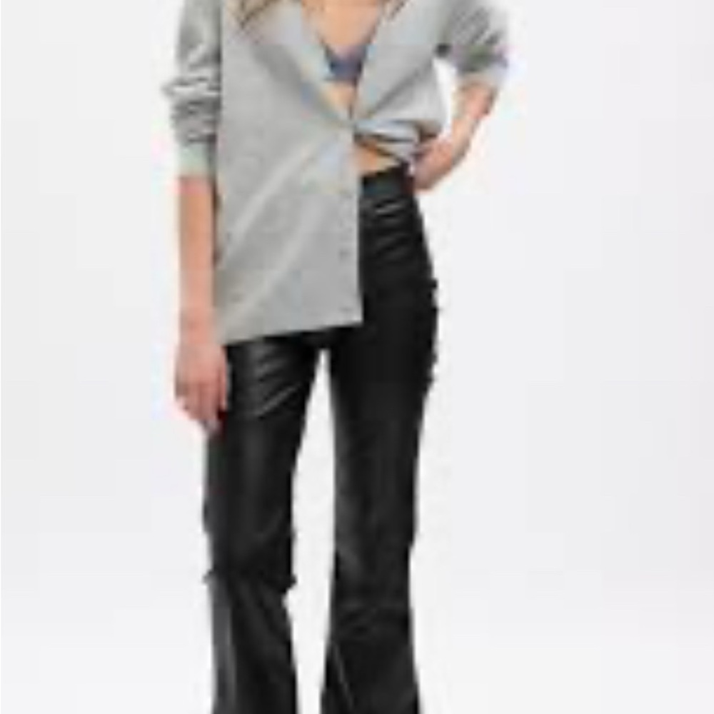 GAP Black Faux Leather Flare Pants - Picture 8 of 11